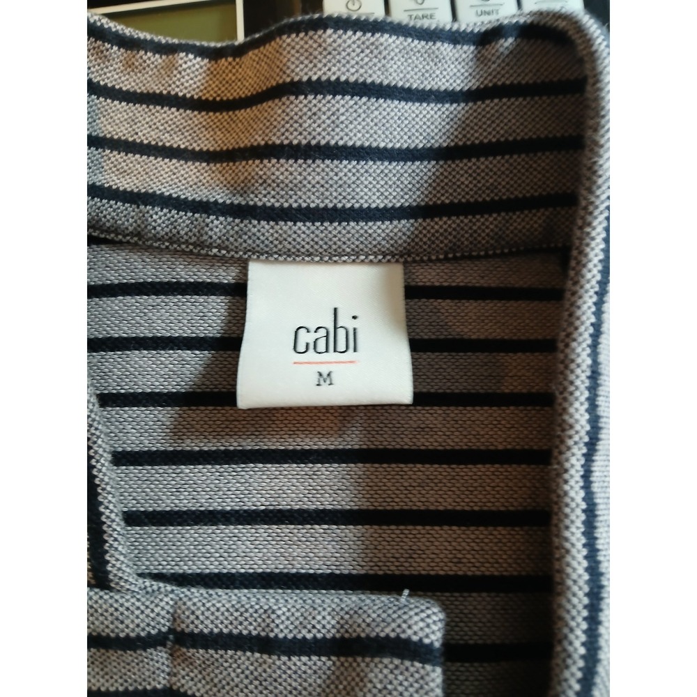 Cabi Blue Striped Stand Collar Jacket  Womans blazer Medium Minimalist Office - Picture 11 of 14